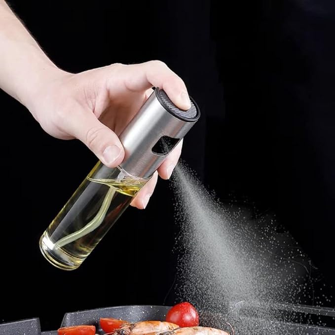 Stainless Steel Oil Spray Bottle — Refillable Cooking Oil Dispenser