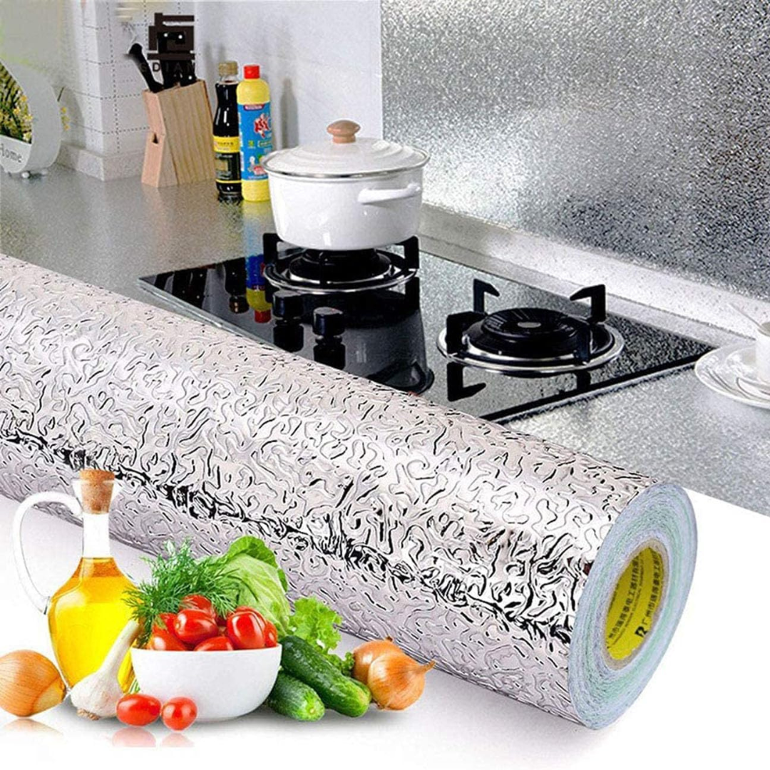 Metallic Aluminum Wallpaper Roll – Waterproof & Heat Resistant (60x500cm)