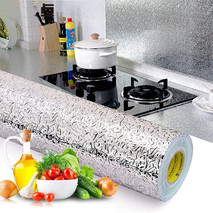 Metallic Aluminum Wallpaper Roll – Waterproof & Heat Resistant (60x500cm)