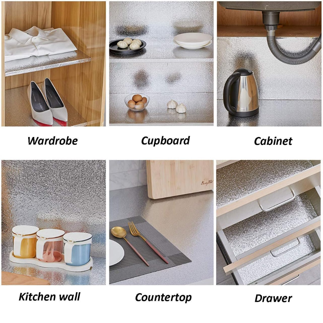 Metallic Aluminum Wallpaper Roll – Waterproof & Heat Resistant (60x500cm)