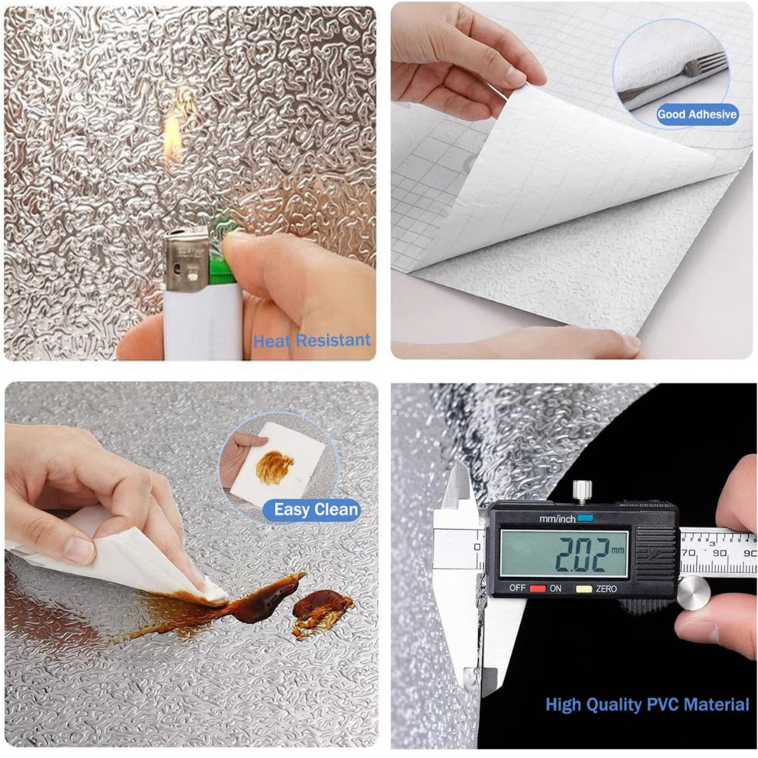 Metallic Aluminum Wallpaper Roll – Waterproof & Heat Resistant (60x500cm)