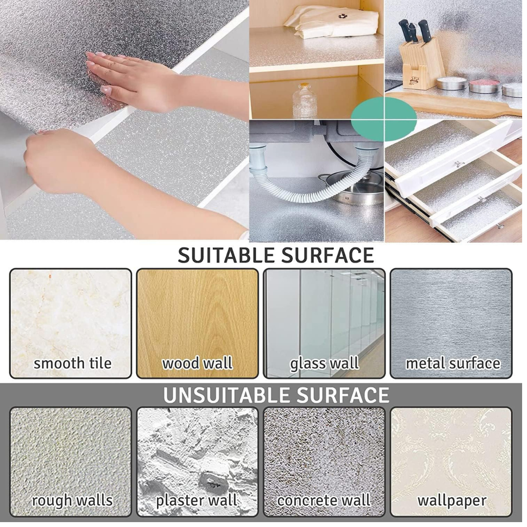 Metallic Aluminum Wallpaper Roll – Waterproof & Heat Resistant (60x500cm)