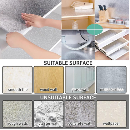 Metallic Aluminum Wallpaper Roll – Waterproof & Heat Resistant (60x500cm)