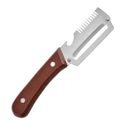 3-in-1 Vegetable Peeler — Peel, Shred & Open Bottles | Stainless Steel with Wood Handle